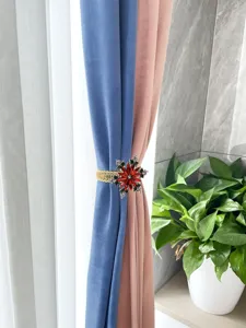 Christmas red diamond snowflake curtain buckle metal spring tieback for home decor details.