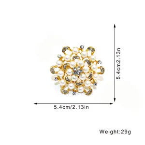 Gold floral pearl rhinestone napkin ring holder for hotel table decor, 5.4cm size.