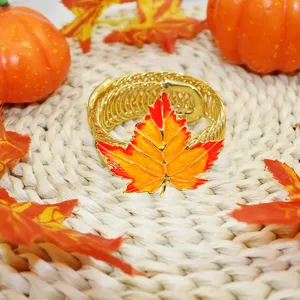 Orange Maple Leaf Curtain Tieback Metal Spring Drapery Holdback Thanksgiving Decor