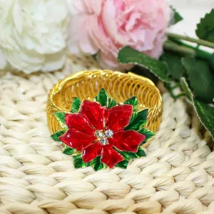 Christmas Red Poinsettia Curtain Tieback Metal Spring Drapery Holder Strap Decor 1Pcs