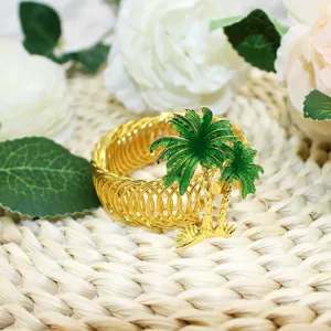 Attache-rideau palmier vert hawaïen, boucle de rideau à ressort en métal minimaliste chic.