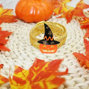 Halloween pumpkin witch hat curtain tieback metal elastic rope holder decoration main view