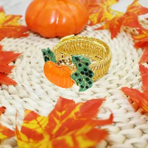 Thanksgiving orange rhinestone pumpkin curtain tieback modern metal spring drapery clip