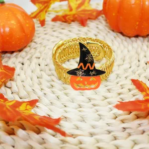 Halloween curtain tieback with cute pumpkin witch hat metal elastic band decoration for home.
