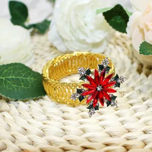 Christmas red crystal rhinestone snowflake spring curtain tieback golden metal drapery holdback