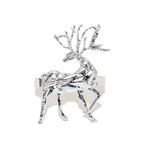 Geometric Silver Elk Napkin Ring Christmas Table Decor Metal Dinner Napkin Holder for Party
