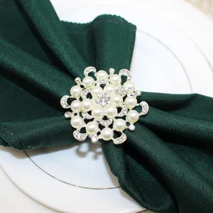 Pearl rhinestone napkin ring elegant flower table decor holder for hotel dining table.