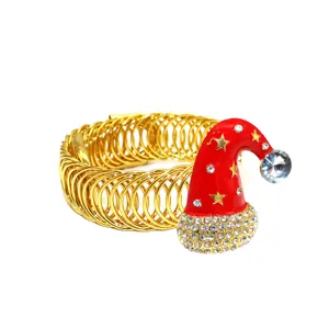 Red rhinestone Christmas hat curtain buckle golden spring tieback home decoration.