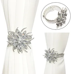Crystal flower curtain buckle spring tieback modern luxury home decoration detail