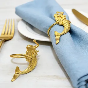 Anello per tovagliolo sirena dorata portatovagliolo in metallo decorazione tavola