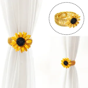 Modern Minimalist Sunflower Curtain Buckle Metal Spring Tieback Decorative Home Living Room Window Accessories