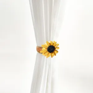Sunflower curtain tieback metal spring buckle fresh home decor window drapery holder