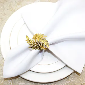 Gold leaf napkin ring metal napkin holder for elegant dining table decor details