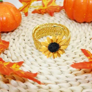 Sunflower curtain tieback metal spring holder home autumn decorative accessory main view.