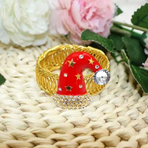 Red Rhinestone Christmas Hat Curtain Buckle Spring Tieback Alloy Curtain Accessory Decor