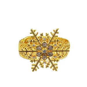 Fibbia per tenda a fiocco di neve dorata con cristalli, elegante fermatenda a molla.