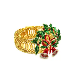 Christmas bell wreath metal spring curtain tieback buckle punch-free home window decor