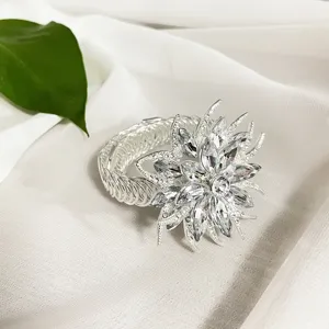 Luxury crystal flower curtain tieback spring buckle modern drapery holder home decor.