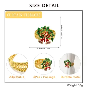 Christmas bell wreath curtain tieback metal spring adjustable 4pcs durable home decor