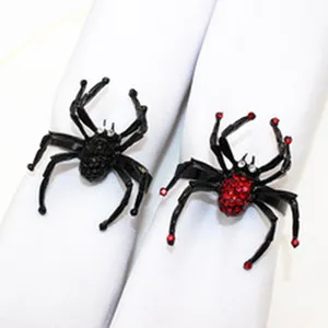 Halloween spider napkin rings rhinestone table decor black napkin buckle holders party