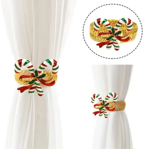 Christmas Curtain Tieback Metal Spring Curtain Clip No Punching Window Treatment Decoration Gold Silver Accessories