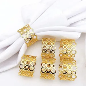 Gold metal napkin rings hollow out table decor napkin buckle holder for hotel restaurant