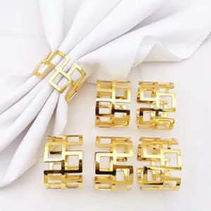 Gold metal napkin rings geometric hollow table decor holder for dining table wedding party decor