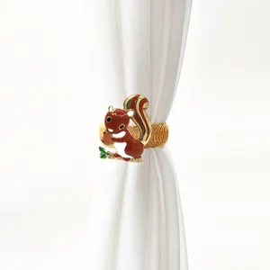 Cute squirrel curtain tieback spring metal clip holder for home decor window drapery details view