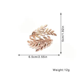 Rose gold leaf napkin ring holder for elegant dining table decor, 6.5x5cm, 12g.