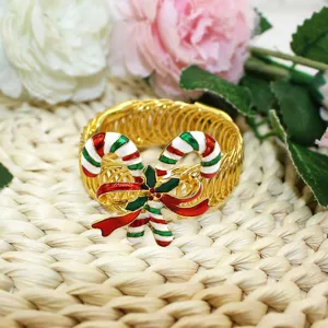 Christmas candy cane curtain tieback gold spring buckle window drapery holder main view