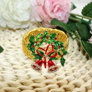 Christmas bell wreath curtain tieback metal spring punch-free room decor accessories 1pc