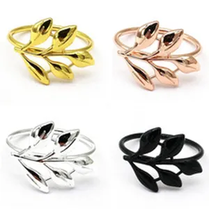 Metal leaf napkin rings set, elegant table decor napkin holders in four assorted colors.