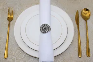 Silver nautilus shell napkin ring vintage marine metal napkin holder for table decor 8pcs