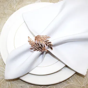 Elegant rose gold leaf napkin ring metal napkin holder for fine dining table wedding party decor