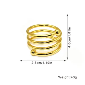 Metal spring napkin ring with double beads detail view for hotel table decor and tableware setup