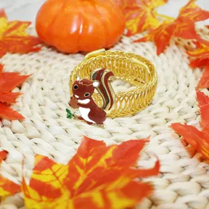 Fall Thanksgiving cute squirrel curtain tieback metallic spring clip drape holder decor