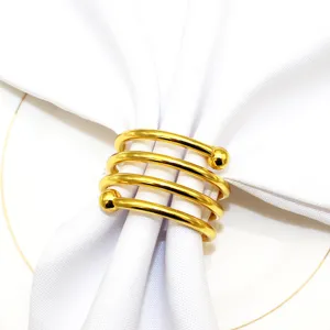 Gold metal napkin ring spiral double bead holder table decor hotel tableware detail view