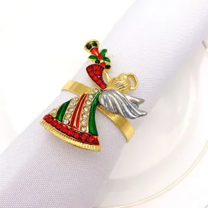 Rond de serviette ange de Noël avec des strass colorés pour une belle décoration.