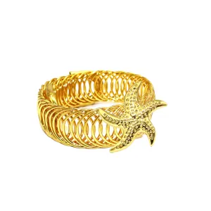 Goldfarbiger Metall Vorhang Raffhalter mit Seestern Design Feder Seil Dekorations Zubehör