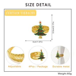 Christmas tree curtain tiebacks metal spring adjustable drapery clips 4pcs set home