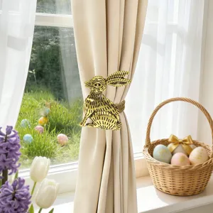 Fermacarte Tenda Coniglietto Oro Pasqua Fibbia Molla Metallo Finestra Decorazione Dettaglio