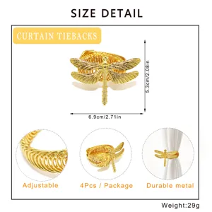 Goldene Libelle Vorhangraffhalter Metall Feder Vorhangklemmen 4 Stk Deko 6.9x5.3cm