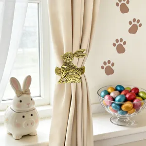 Fermatenda coniglio Pasqua fibbia molla metallo supporto tenda decorativo minimalista