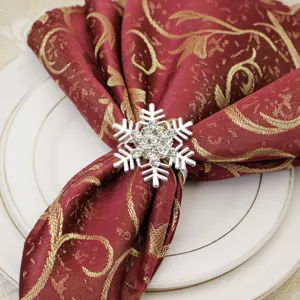 Christmas snowflake napkin ring with sparkling rhinestones, elegant table decor for hotel dining.