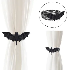 Halloween Black Bat Curtain Buckle Metal Spring Curtain Tieback Punch-Free Window Curtain Accessories Home Decor