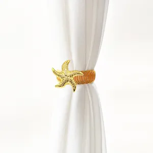 Goldener Seestern Vorhangraffer, Metallfeder Vorhangclip, elegante Heimdeko Zubehör.