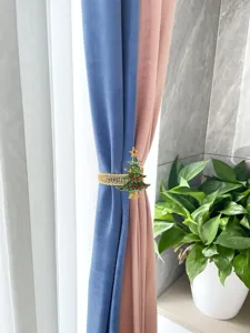 Christmas tree curtain buckle metal spring tieback room accessory green rhinestones