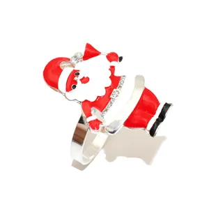 Christmas Santa Claus napkin ring rhinestone metal cloth holder table decor detail