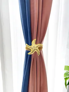 Goldener Seestern Vorhangraffhalter Detail, Metall Feder Vorhangclip, elegante Heimdekoration.