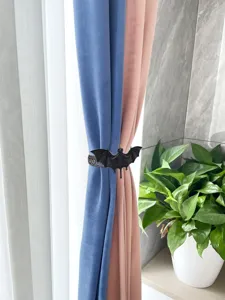 Halloween black bat curtain tieback, metal spring curtain holder, punch-free accessory.